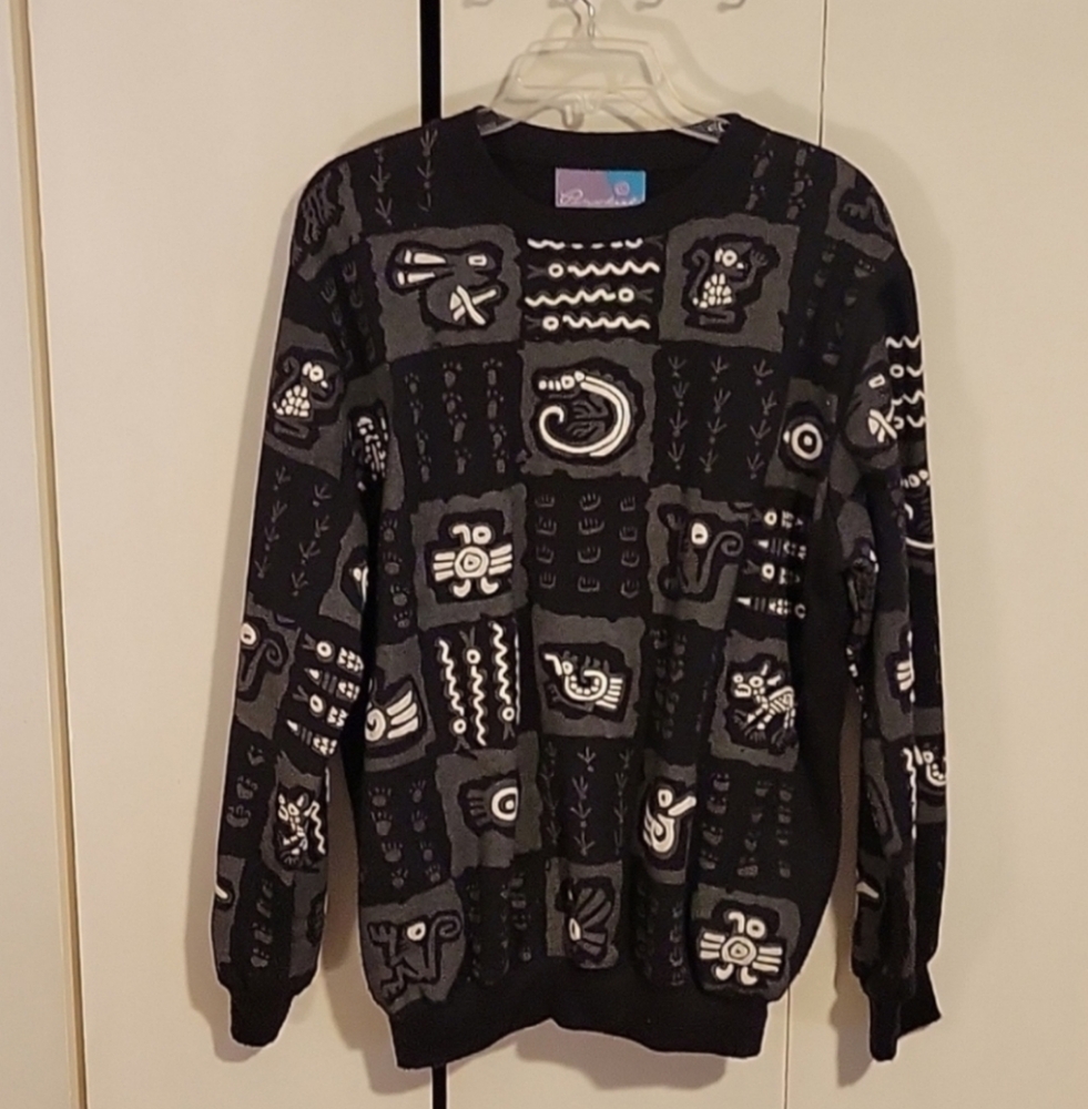 Vintage Pinwheel Animal Tribal Sweater